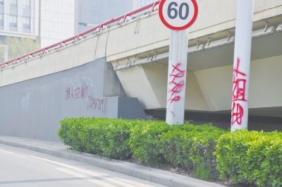 電線桿、立交橋等被噴涂，嚴(yán)重影響了市容。
