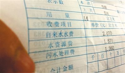 北京市某居民的水費單顯示，費用中有水資源費和污水處理費兩項附加收費。