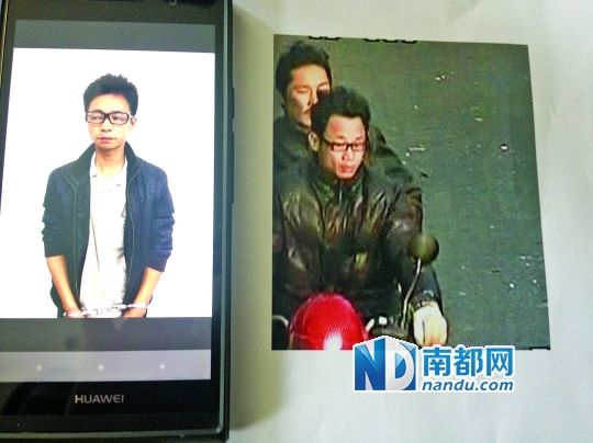 叉車司機(jī)肖東。飛車搶奪嫌疑人(戴眼鏡者)。