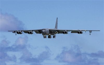 美軍B-52戰(zhàn)略轟炸機。其為韓三大核保護傘之一。