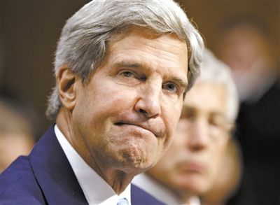 3日，克里在參院聽證會(huì)上。