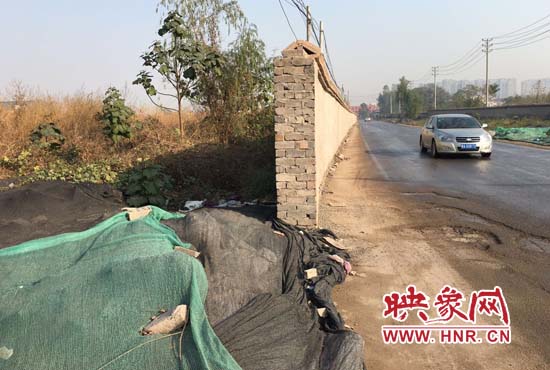 一墻之隔，一邊是道路，一邊是垃圾和荒草，市民質(zhì)疑其為遮羞墻。