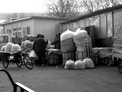 “黑作坊”制好的豆芽流向北京日上綜合商品批發(fā)市場(chǎng)。