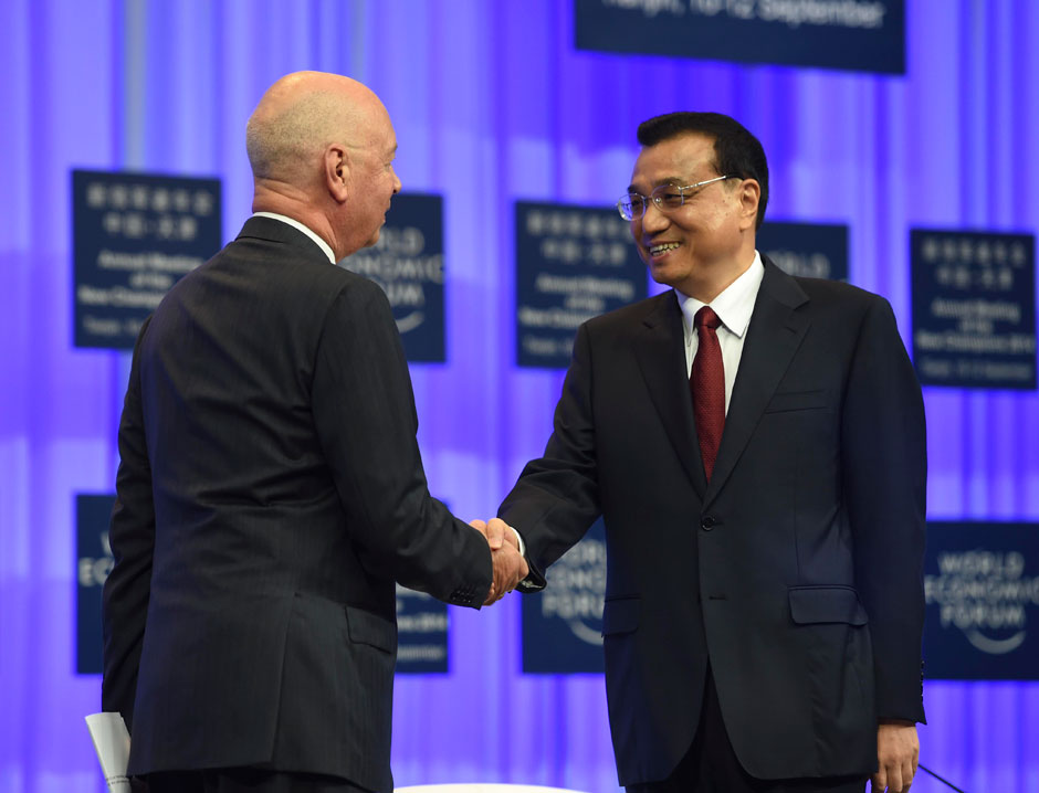 李克強(qiáng)總理出席夏季達(dá)沃斯論壇并發(fā)表開幕式致辭。