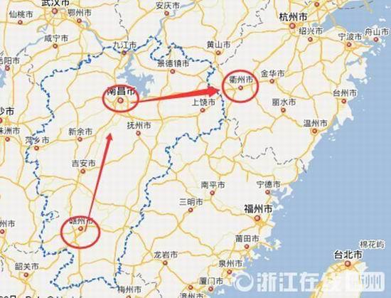 贛州到南昌高速公路400公里左右，南昌到浙江江山高速公路400多公里