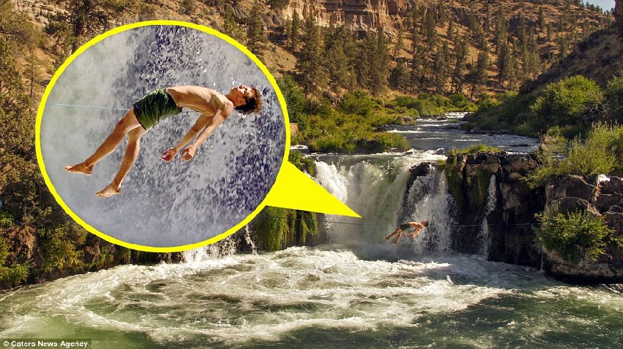 冒險(xiǎn)家瀑布上空挑戰(zhàn)鋼絲上睡覺 冒險(xiǎn)家瀑布上空挑戰(zhàn)鋼絲上睡覺